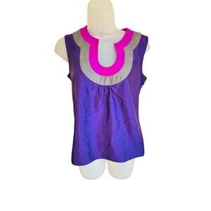 Banana Republic sleeveless colorblock purple blouse top
Sz XS
